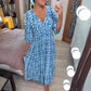 ✨Μποέμικο casual printed V-λαιμό μακρύ φόρεμα με ζώνη στη μέση