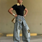👖  Unisex φαρδιά τζιν με μπαλώματα σε σχήμα αστεριού – Άνετη oversize γραμμή, μαλακό τζιν και μοντέρνο στυλ της δεκαετίας του '90 ✨