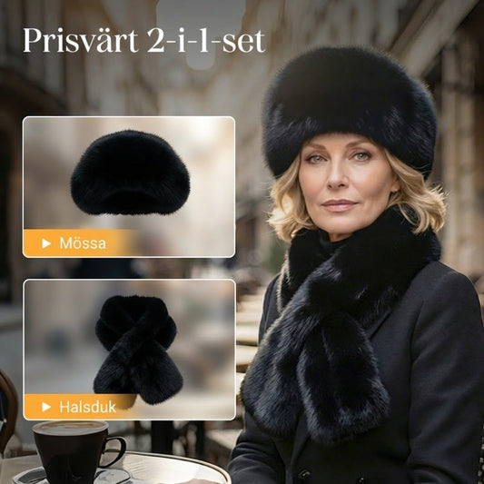 🔥 VINTERREA 50% RABATT! ❄️ Fluffig Pälskeps – Varm Vinterkeps + Gratis Matchande Halsduk