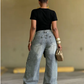 👖  Unisex φαρδιά τζιν με μπαλώματα σε σχήμα αστεριού – Άνετη oversize γραμμή, μαλακό τζιν και μοντέρνο στυλ της δεκαετίας του '90 ✨