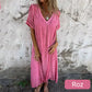 Lightweight Maxi Dress with V-Cutout for Women