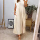 🎉【M-3XL】👗Αμάνικο πλισέ απλό μονόχρωμο φόρεμα⭐