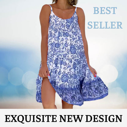 👗  Φόρεμα από λινό με λουλούδια και λεπτές τιράντες – Ελαφρύ και αναπνεύσιμο, ιδανικό για μια ρομαντική καλοκαιρινή ατμόσφαιρα ☀️