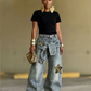 👖  Unisex φαρδιά τζιν με μπαλώματα σε σχήμα αστεριού – Άνετη oversize γραμμή, μαλακό τζιν και μοντέρνο στυλ της δεκαετίας του '90 ✨