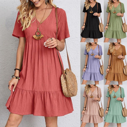💃Φαρδύ, casual φόρεμα με ζώνη στη μέση👚