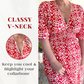 ✨Μποέμικο casual printed V-λαιμό μακρύ φόρεμα με ζώνη στη μέση