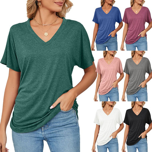 🌷Γυναικεία μπλούζες με V-neck, μονόχρωμες και φαρδιές