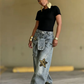 👖  Unisex φαρδιά τζιν με μπαλώματα σε σχήμα αστεριού – Άνετη oversize γραμμή, μαλακό τζιν και μοντέρνο στυλ της δεκαετίας του '90 ✨