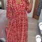 【S-5XL】👗Μακρύ φόρεμα με V ντεκολτέ και στάμπα