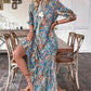 👗Φόρεμα V-Neck Bohemian με Πλαϊνό Σκίσιμο