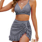 Gingham Ψηλόμεσο Μπικίνι Σετ με Έλεγχο Κοιλιάς 👙