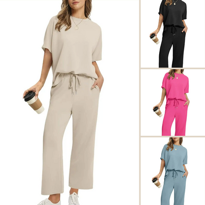 🌸Νέα άφιξη 50%OFF💖 Γυναικείο μαλακό περιστασιακό σετ μπλούζας και παντελονιού