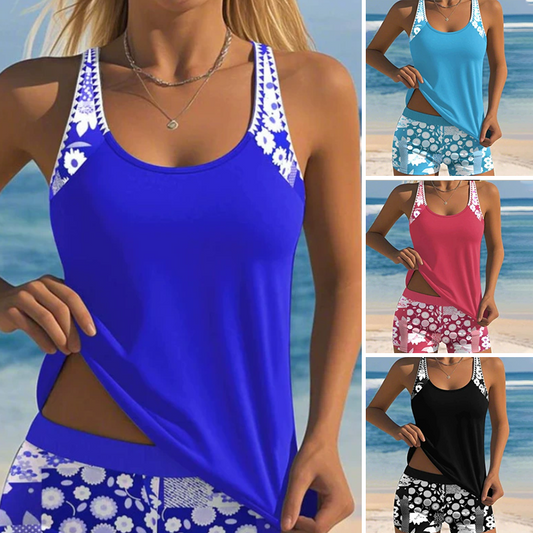Σέξι Δίκοπο Μαγιό με Τυπωμένο Tank Top & Σορτς