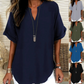 🌸Εαρινές εκπτώσεις: 50% έκπτωση👕Κομψό μπλουζάκι από μονόχρωμο ύφασμα με κοντά μανίκια