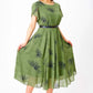 Women's A-Line Midi Dress with Belt