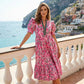 🥳2026 HOT SALE🥳💞50K+ ΠΩΛΗΣΕΙΣ!💞Γυναικείο μακρύ φόρεμα με φλοράλ τύπωμα και φουσκωτά μανίκια