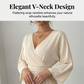 💃💖 Κομψή φόρμα με V-neck, πλισέ και φαρδιά πόδια – Κομψή, άνετη και ιδανική για κάθε περίσταση