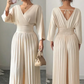 💃💖 Κομψή φόρμα με V-neck, πλισέ και φαρδιά πόδια – Κομψή, άνετη και ιδανική για κάθε περίσταση