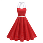 😍👗Γυναικείο ρετρό φόρεμα με πουά και λαιμόκοψη halter⭐