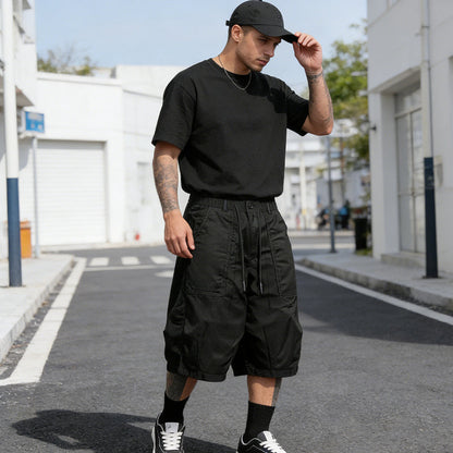 👖【2XL–9XL】💪 Ανδρικά καπρί παντελόνια σε casual στυλ με κορδόνια, μεγάλα μεγέθη