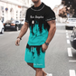 👕Σετ ανδρικού μπλουζιού με σχέδιο και σορτς – Συνδυασμένα, απαλά, με ρυθμιζόμενη μέση 🌴