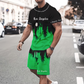 👕Σετ ανδρικού μπλουζιού με σχέδιο και σορτς – Συνδυασμένα, απαλά, με ρυθμιζόμενη μέση 🌴