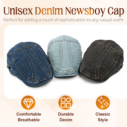 Unisex καπέλο τύπου newsboy από τζιν