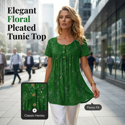 📢📢Blumen-Top mit Plisseefalten – locker, bequem & elegant