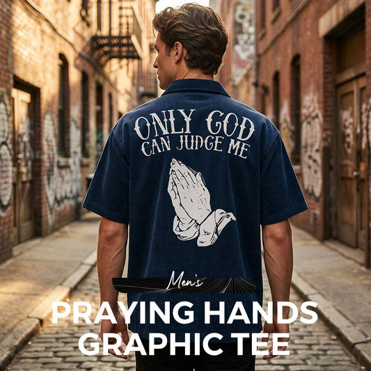 👕Ανδρικό μπλουζάκι με σχέδιο «Praying Hands» – Βαμβακερό, casual, συμβολικό, ευέλικτο ✨