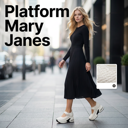 Αναπνεύσιμα υφασμένα παπούτσια Mary Jane με πλατφόρμα