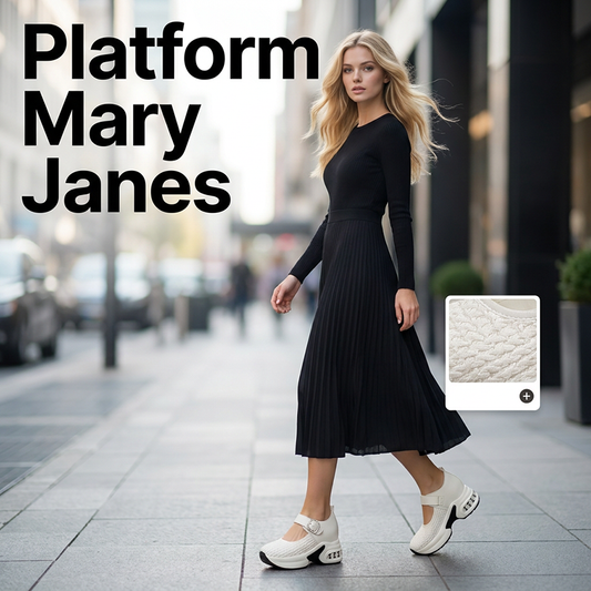 Αναπνεύσιμα υφασμένα παπούτσια Mary Jane με πλατφόρμα