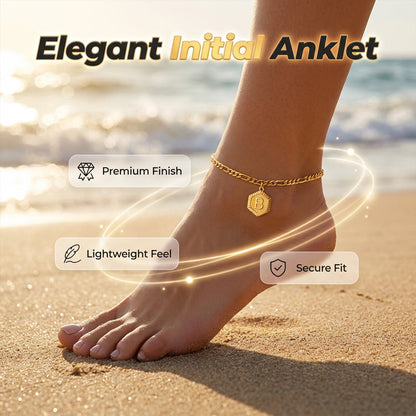 ✨  Αλυσίδα για τα πόδια με χρυσό γράμμα και αλυσίδα με φιγούρες – με εξατομικευμένο γράμμα, ανθεκτική στο ξεθώριασμα και ρυθμιζόμενο μήκος – ιδανική για τα καλοκαιρινά πόδια ή ως δώρο 👣