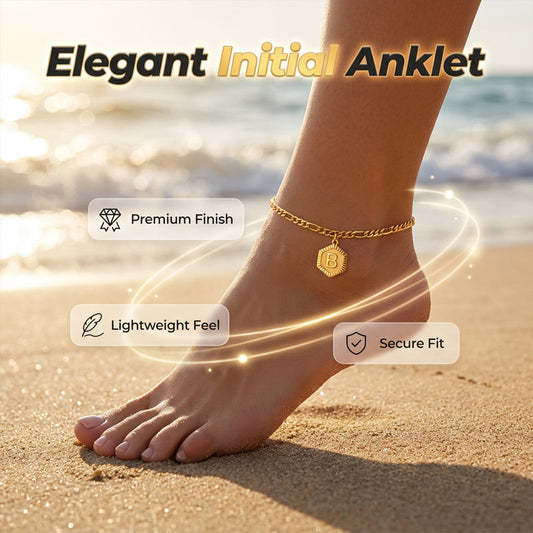 ✨  Αλυσίδα για τα πόδια με χρυσό γράμμα και αλυσίδα με φιγούρες – με εξατομικευμένο γράμμα, ανθεκτική στο ξεθώριασμα και ρυθμιζόμενο μήκος – ιδανική για τα καλοκαιρινά πόδια ή ως δώρο 👣