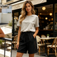 Γυναικείο σορτς καθημερινής χρήσης με κορδόνι και δαντελένια λεπτομέρεια