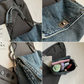 Retro τζιν crossbody τσάντα με μεγάλη χωρητικότητα – μεταλλικές λεπτομέρειες, ελαφριά και κομψή