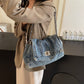 Retro τζιν crossbody τσάντα με μεγάλη χωρητικότητα – μεταλλικές λεπτομέρειες, ελαφριά και κομψή