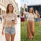👚🌸 Μποέμικο πλεκτό τοπ – Με ανοίγματα + κρόσσια στο τελείωμα | Αναπνεύσιμο βαμβάκι | Ιδανικό για φεστιβάλ 🎶✌️