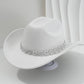 Női cowboykalap strasszos szívvel, elegáns fedora francia jazz stílusban