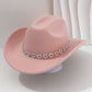 Női cowboykalap strasszos szívvel, elegáns fedora francia jazz stílusban