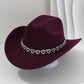 Női cowboykalap strasszos szívvel, elegáns fedora francia jazz stílusban