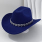 Női cowboykalap strasszos szívvel, elegáns fedora francia jazz stílusban