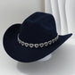 Női cowboykalap strasszos szívvel, elegáns fedora francia jazz stílusban