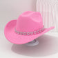Női cowboykalap strasszos szívvel, elegáns fedora francia jazz stílusban