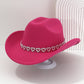 Női cowboykalap strasszos szívvel, elegáns fedora francia jazz stílusban