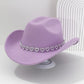 Női cowboykalap strasszos szívvel, elegáns fedora francia jazz stílusban