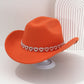 Női cowboykalap strasszos szívvel, elegáns fedora francia jazz stílusban