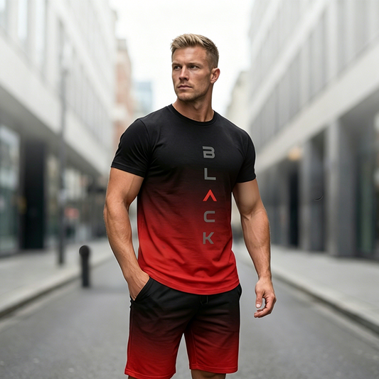 Σετ ανδρικού T-shirt και σορτς με ντεγκραντέ