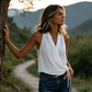 Γυναικείο casual μπλουζάκι χωρίς μανίκια με V-neck και περιτυλιγμένο στυλ