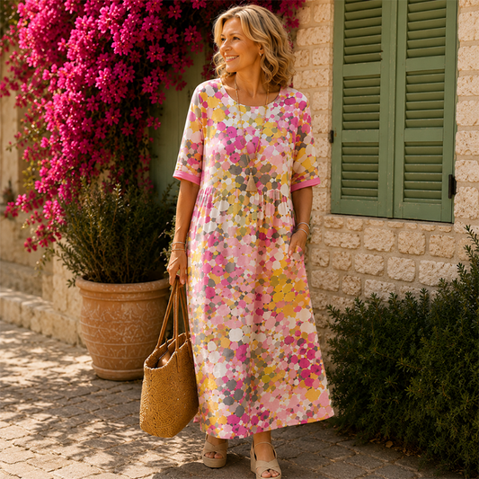 👗Φόρεμα με λουλουδάτη εκτύπωση και φαρδιά εφαρμογή για γυναίκες