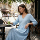 Γυναικείο Φόρεμα Maxi με V-Neck και Μανίκια 3/4